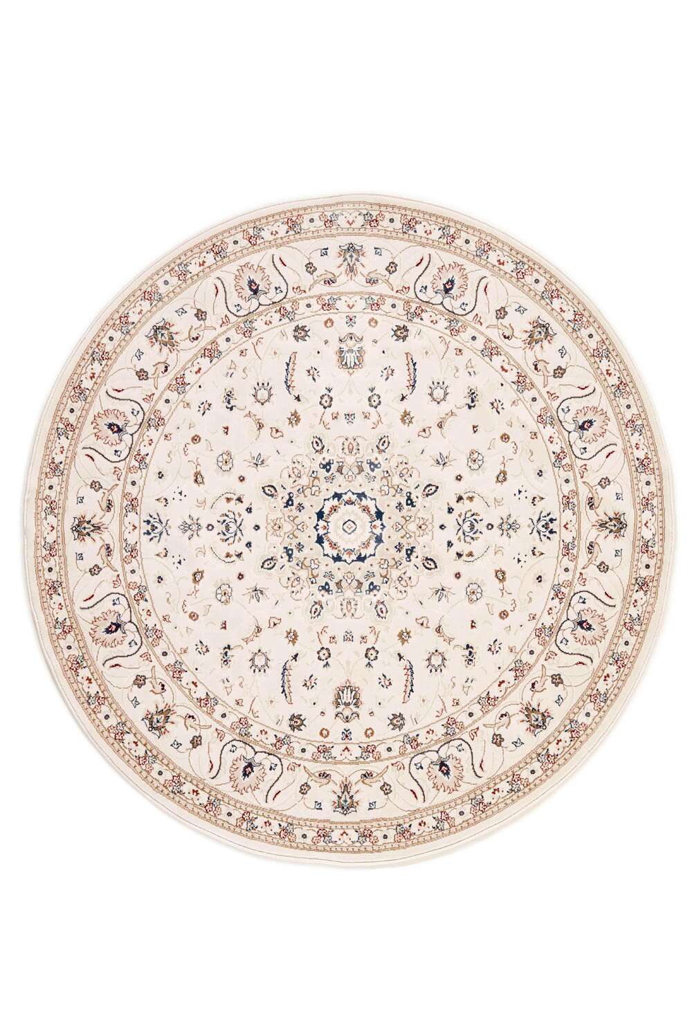 Everyday Nain 1 White Beige rund gulvteppe