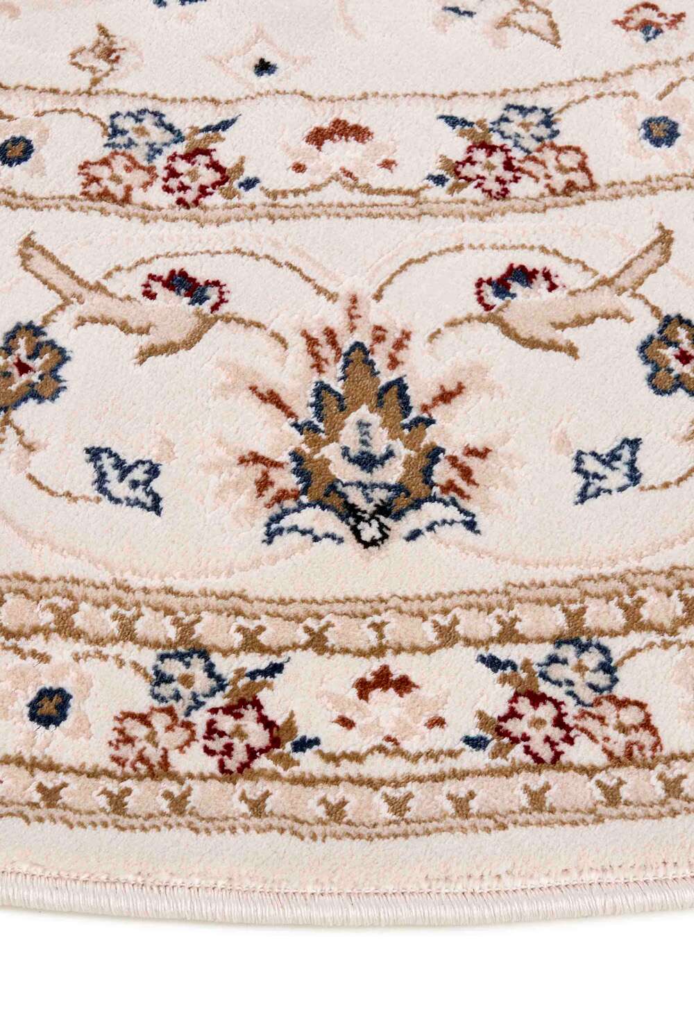 Everyday Nain 1 White Beige rund gulvteppe