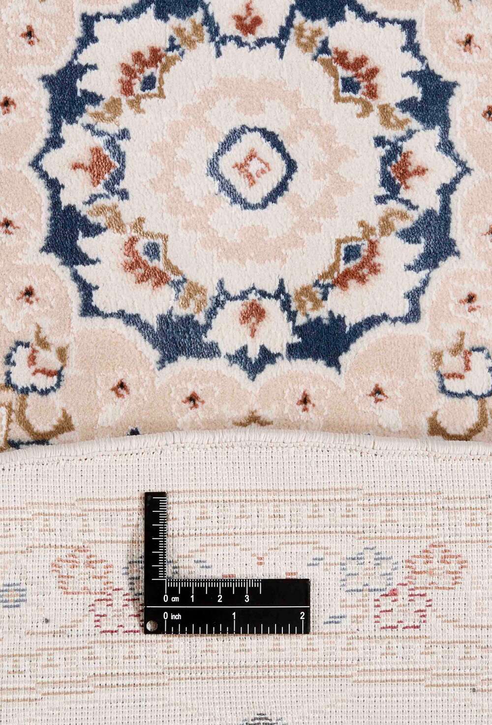 Everyday Nain 1 White Beige rund gulvteppe