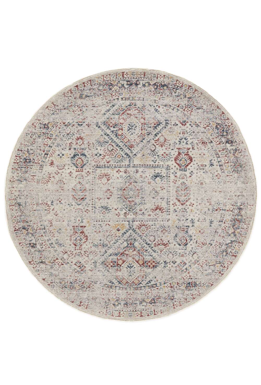 Everyday Antique 1 Blue Red rund gulvteppe