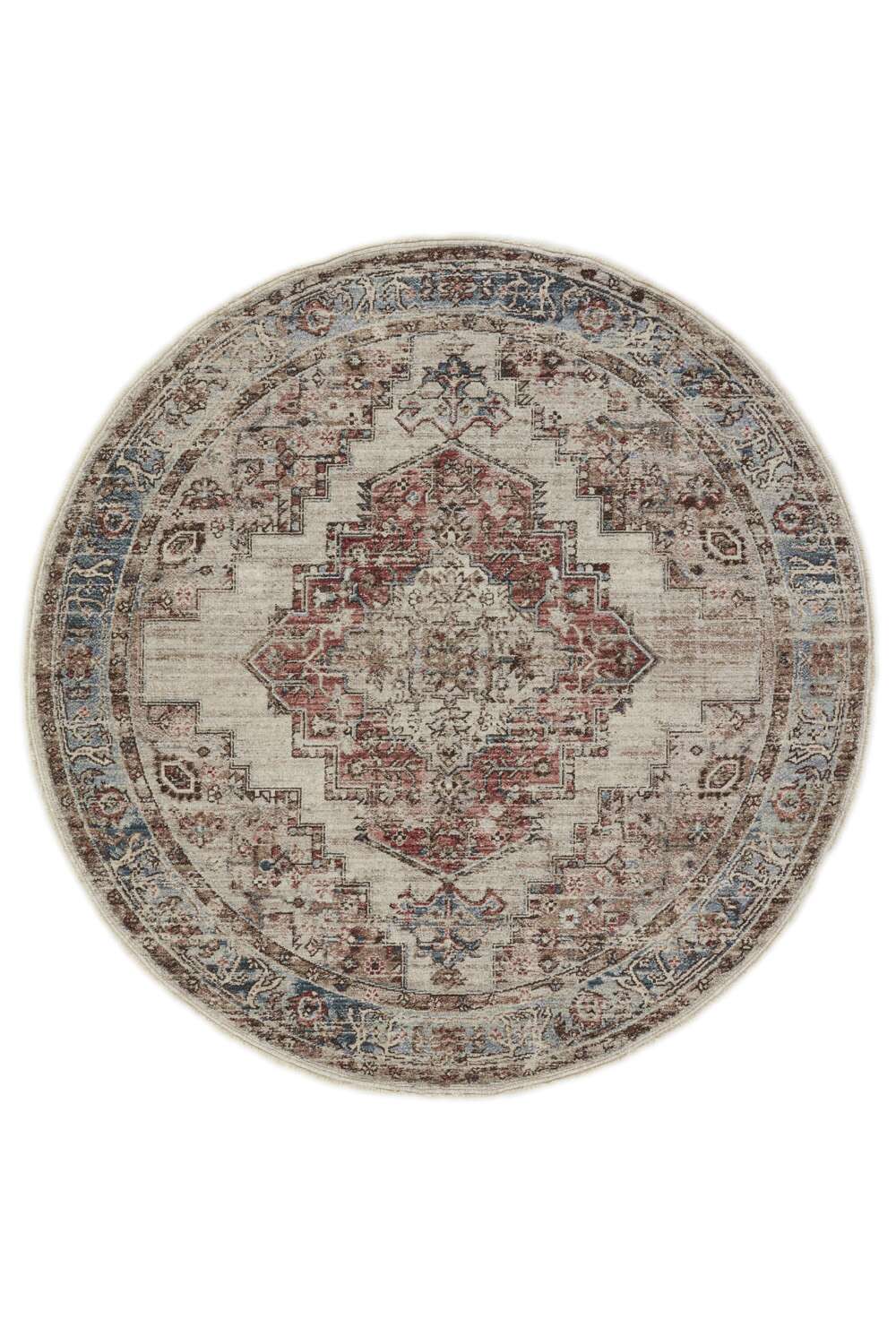 Everyday Antique 2 Blue Red rund gulvteppe