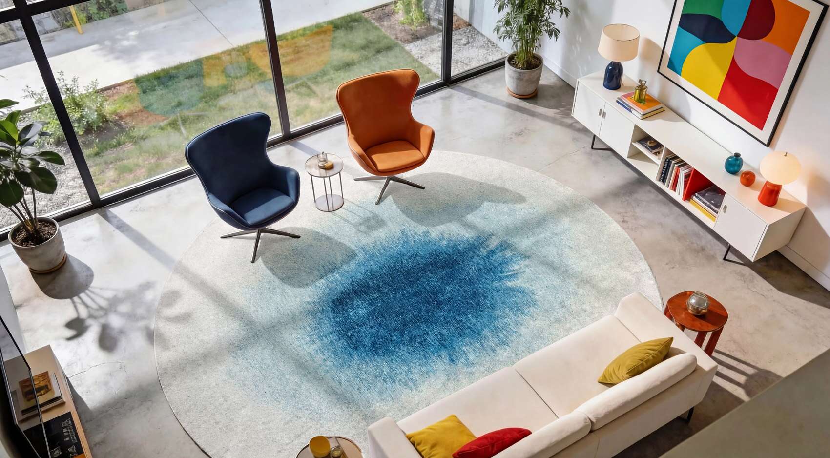Drop 2102 rund Dream In Blue gulvteppe