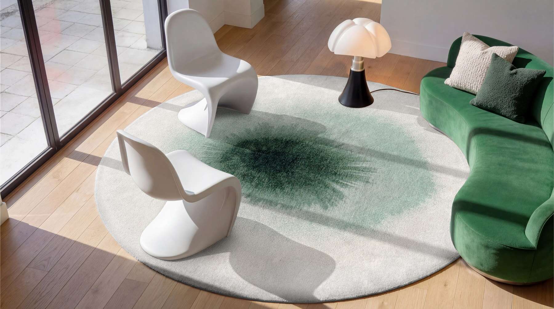 Drop 2104 rund Green Day gulvteppe