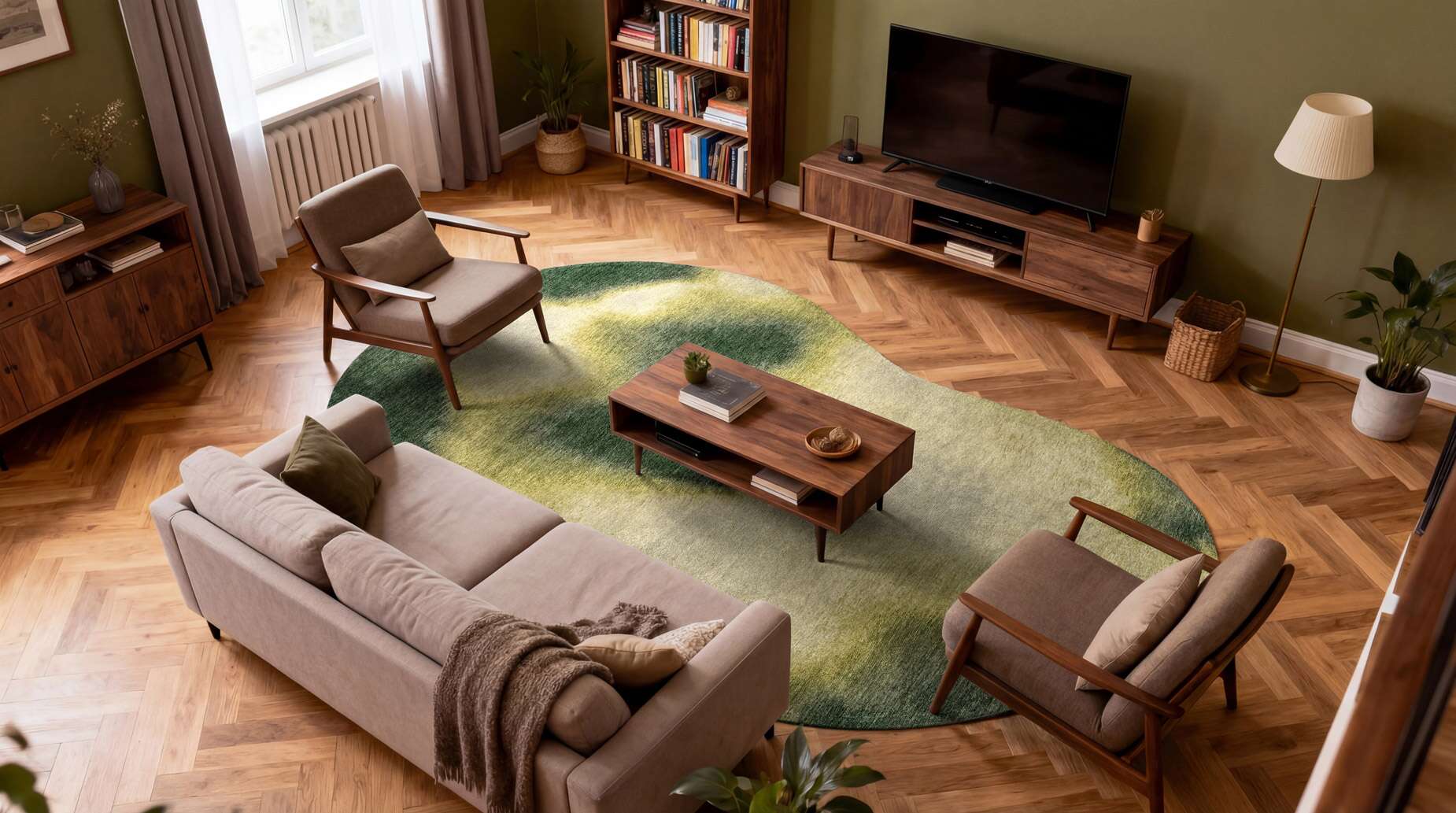 Aquarelle 2092 Peanut Shape Leaf gulvteppe